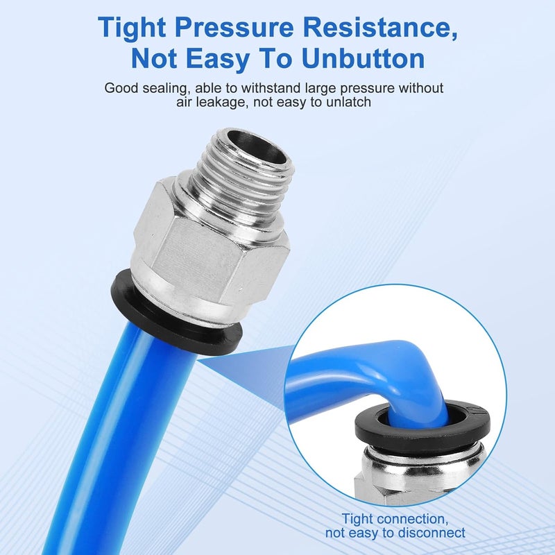 cnaodun 12 Pcs Push to Connect Fittings 1/2 Inch Tube OD x 1/4 Inch NPT Thread Pneumatic Male Straight and Elbow Quick Connect Air line fittings - Image 4